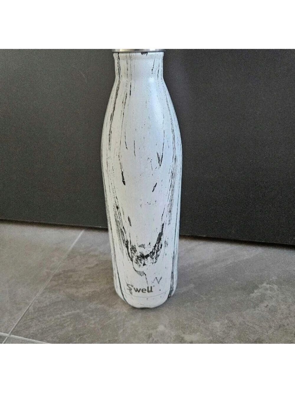 S'well Marble-Style White and Black Bottle